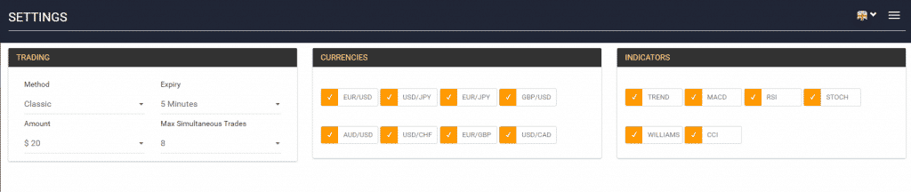 optionrobot settings